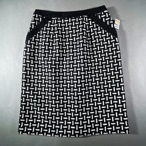 NWT Talbots Pencil Skirt Wool Black White Patterned Pockets Lined Size 2‎
